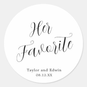 Minimalistische zwarte en witte moderne trouw ronde sticker