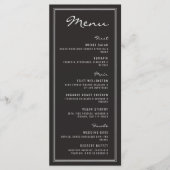 Minimalistische zwarte en witte moderne trouwdag menu (Voorkant)