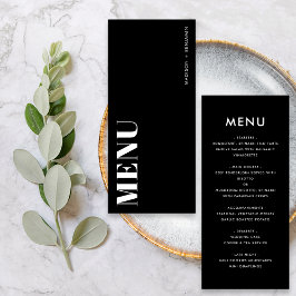 Minimalistische Zwarte en Witte Moderne Trouwdag Menu