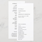 Minimalistische Zwarte en Witte Moderne Trouwdag Programmakaart (Voorkant / Achterkant)