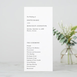 Minimalistische Zwarte en Witte Moderne Trouwdag Programmakaart
