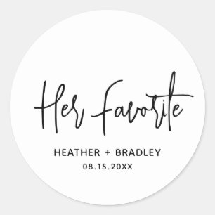 Minimalistische Zwarte en Witte Moderne Trouwdag Ronde Sticker