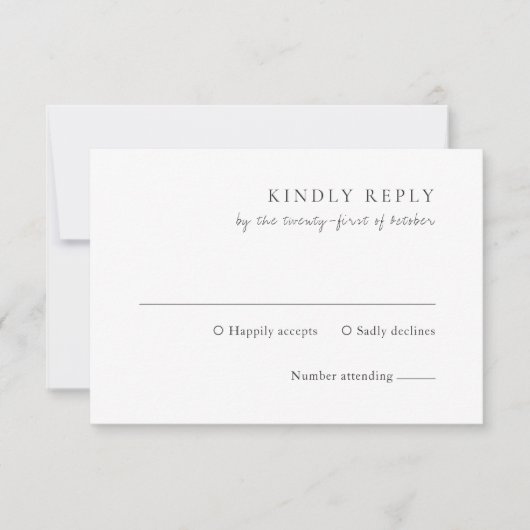 Minimalistische Zwarte en Witte Moderne Trouwdag RSVP Kaartje (Voorkant)