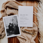 Minimalistische Zwarte en Witte Moderne Trouwdag Save The Date