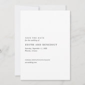 Minimalistische Zwarte en Witte Moderne Trouwdag Save The Date (Voorkant)