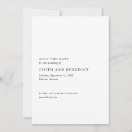 Minimalistische Zwarte en Witte Moderne Trouwdag Save The Date