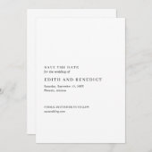 Minimalistische Zwarte en Witte Moderne Trouwdag Save The Date (Voorkant / Achterkant)