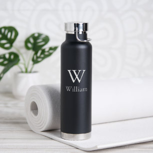 Minimalistische zwarte en witte monogram aangepast waterfles