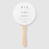 Minimalistische zwarte en witte monogram bruiloft handwaaier (Achterkant)
