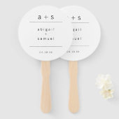 Minimalistische zwarte en witte monogram bruiloft handwaaier (Voorkant en achterkant)