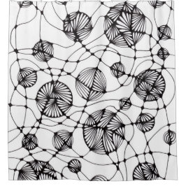 Minimalistische Zwarte en Witte Neurographica Douc Douchegordijn