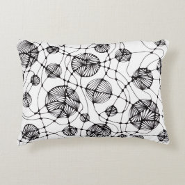 Minimalistische Zwarte en Witte Neurographica Lumb Accent Kussen