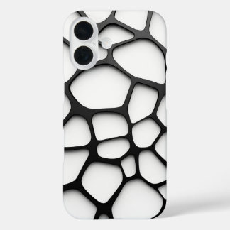 Minimalistische zwarte en witte organische grid te iPhone 16 hoesje