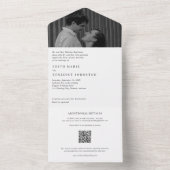 Minimalistische Zwarte en Witte QR Code Foto Bruil All In One Uitnodiging (Binnen)