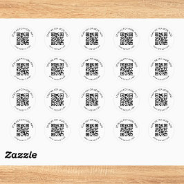 Minimalistische zwarte en witte QR-code Ronde Sticker