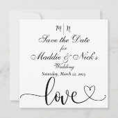 Minimalistische Zwarte en Witte Save the Date (Voorkant)