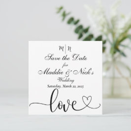 Minimalistische Zwarte en Witte Save the Date