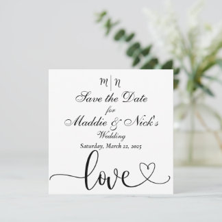 Minimalistische Zwarte en Witte Save the Date