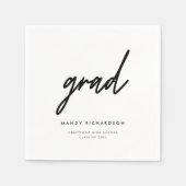 Minimalistische zwarte en witte script afstudeerfe servet (Voorkant)