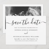 Minimalistische Zwarte en Witte Script | Elegante  Save The Date (Voorkant / Achterkant)
