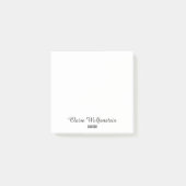 Minimalistische zwarte en witte script gepersonali post-it® notes (Voorkant)