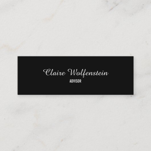 Minimalistische Zwarte en Witte Script Professione Mini Visitekaartje (Voorkant)