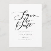 Minimalistische zwarte en witte script save-the-da briefkaart (Voorkant)