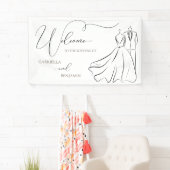 Minimalistische Zwarte en Witte Script Trouwbegroe Spandoek (Insitu)