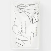 Minimalistische Zwarte en Witte Script Trouwbegroe Spandoek (Verticaal)