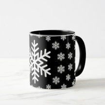 Minimalistische zwarte en witte sneeuwvlokken Mand