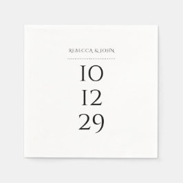 Minimalistische zwarte en witte speciale datum bru servet