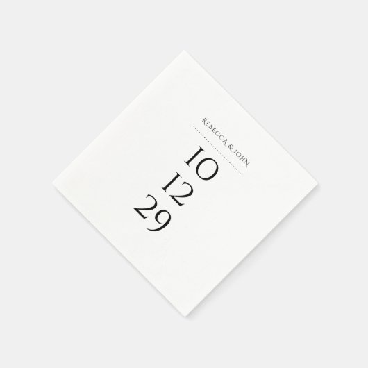 Minimalistische zwarte en witte speciale datum bru servet (Hoek)