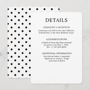 Minimalistische Zwarte en Witte Stip Huwelijk Informatiekaartje