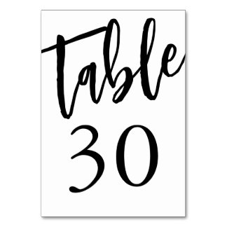 Minimalistische Zwarte en Witte Tafel 30 Tafelnumm Kaart