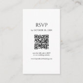 Minimalistische Zwarte en Witte Trouw RSVP QR Code Informatiekaartje (Voorkant)