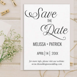 Minimalistische zwarte en witte trouwdag save the date