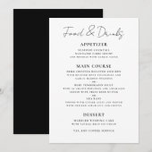 Minimalistische Zwarte en Witte Trouwfeest Menu (Voorkant / Achterkant)