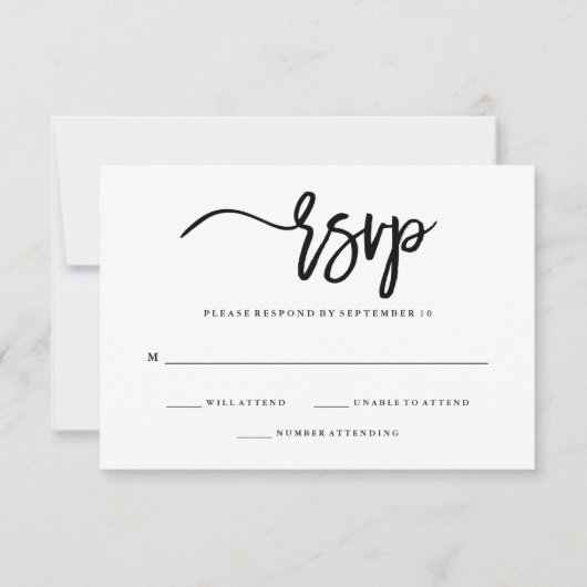 Minimalistische zwarte en witte typografie RSVP (Voorkant)
