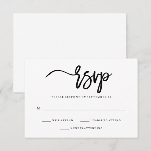 Minimalistische zwarte en witte typografie RSVP (Voorkant / Achterkant)