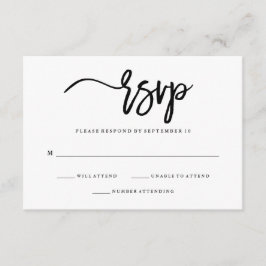 Minimalistische zwarte en witte typografie RSVP Kaartje