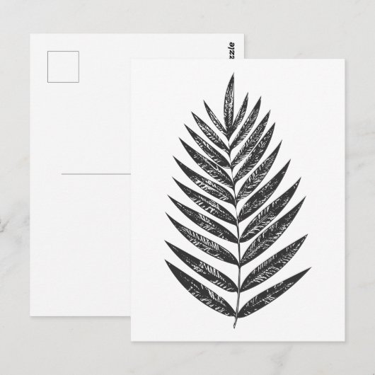 Minimalistische zwarte en witte veentekening briefkaart (Voorkant / Achterkant)