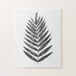 Minimalistische zwarte en witte veentekening legpuzzel<br><div class="desc">Deze moderne,  minimalistische botanische illustratie is voorzien van een eenvoudige handpalmafbladtekening in zwart-wit.</div>