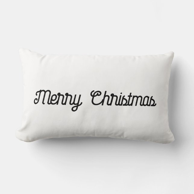 Minimalistische zwarte en witte vrolijk kerstfeest kussen (Voorkant)