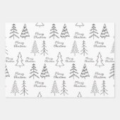 Minimalistische zwarte en witte vrolijke kerstboom inpakpapier vel (Voorkant 2)