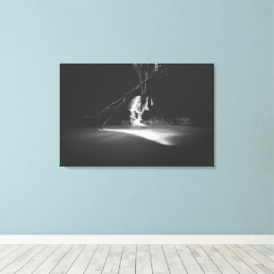 Minimalistische zwarte en witte waterval canvas afdruk