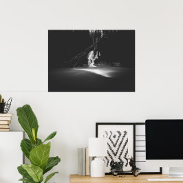 Minimalistische zwarte en witte waterval poster
