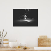 Minimalistische zwarte en witte waterval poster (Keuken)
