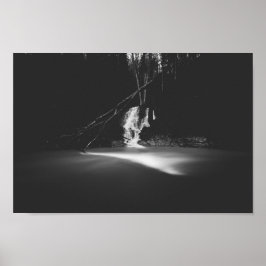 Minimalistische zwarte en witte waterval poster