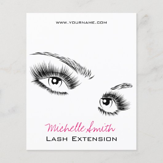 Minimalistische Zwarte en Witte Wimpers Chic Make- Flyer (Voorkant)