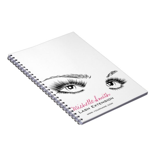 Minimalistische Zwarte en Witte Wimpers Chic Make- Notitieboek (Rechterzijde)